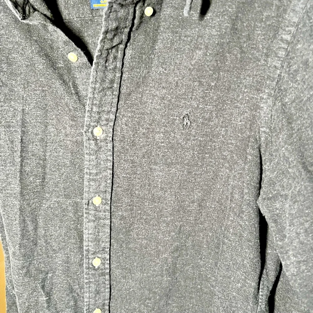Polo‎ Ralph Lauren Flannel Button Up Shirt Mens Medium Gray Classic Performance